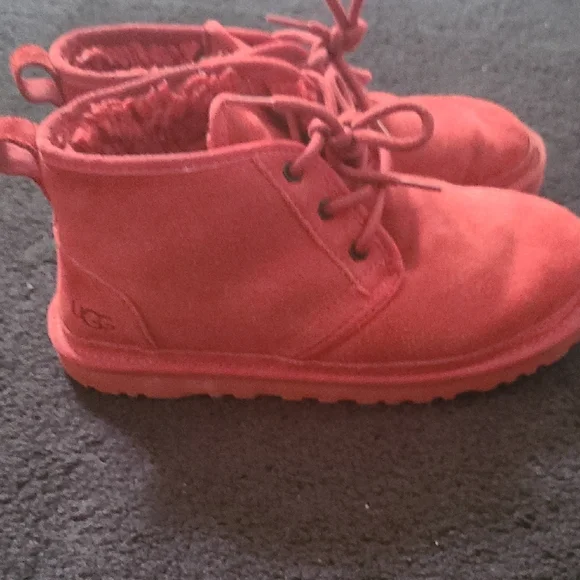 Ugg Neumel Red Suede Shoes - Picture 3 of 5